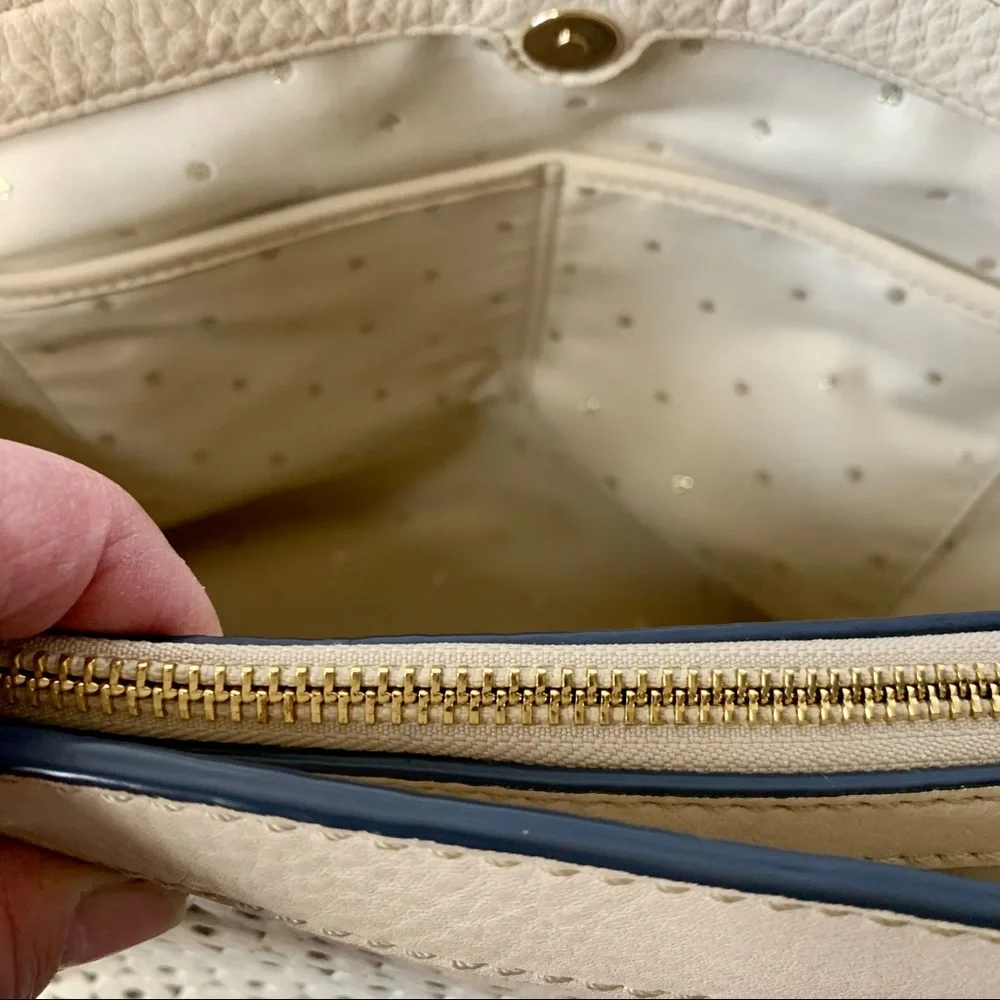Kate Spade Mercer Isle Sloan Satchel Crossbody Leather Bag Ostrich Egg Off White